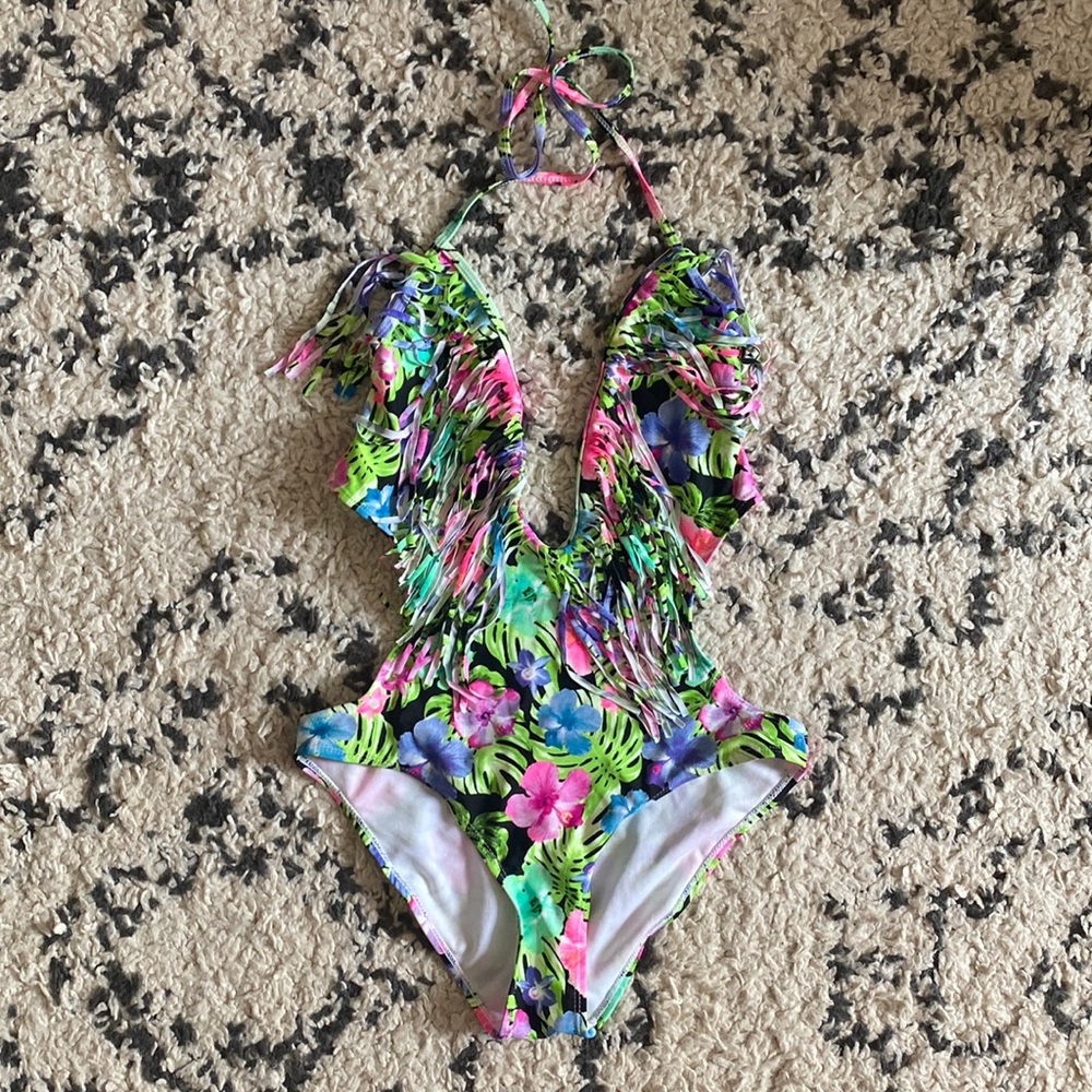 Boohoo tropical print one piece